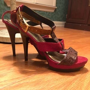 Multi-color snake skin print heels